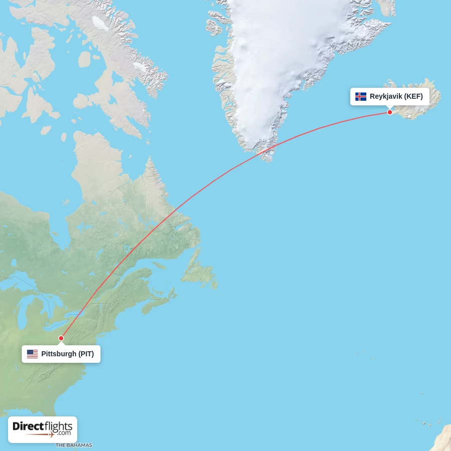 PIT - KEF route map