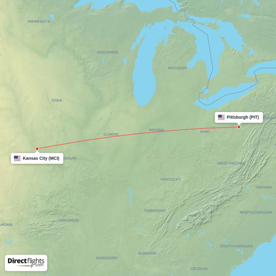 PIT - MCI route map