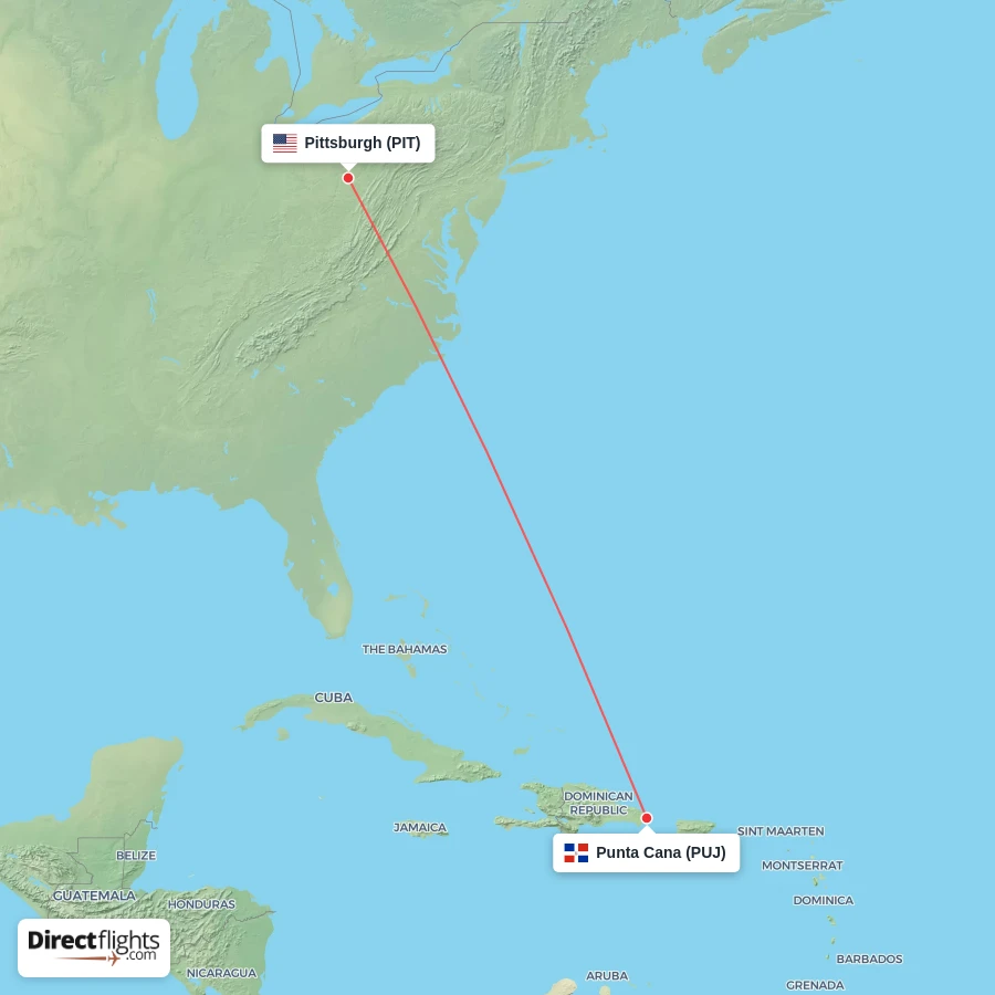 PIT - PUJ route map