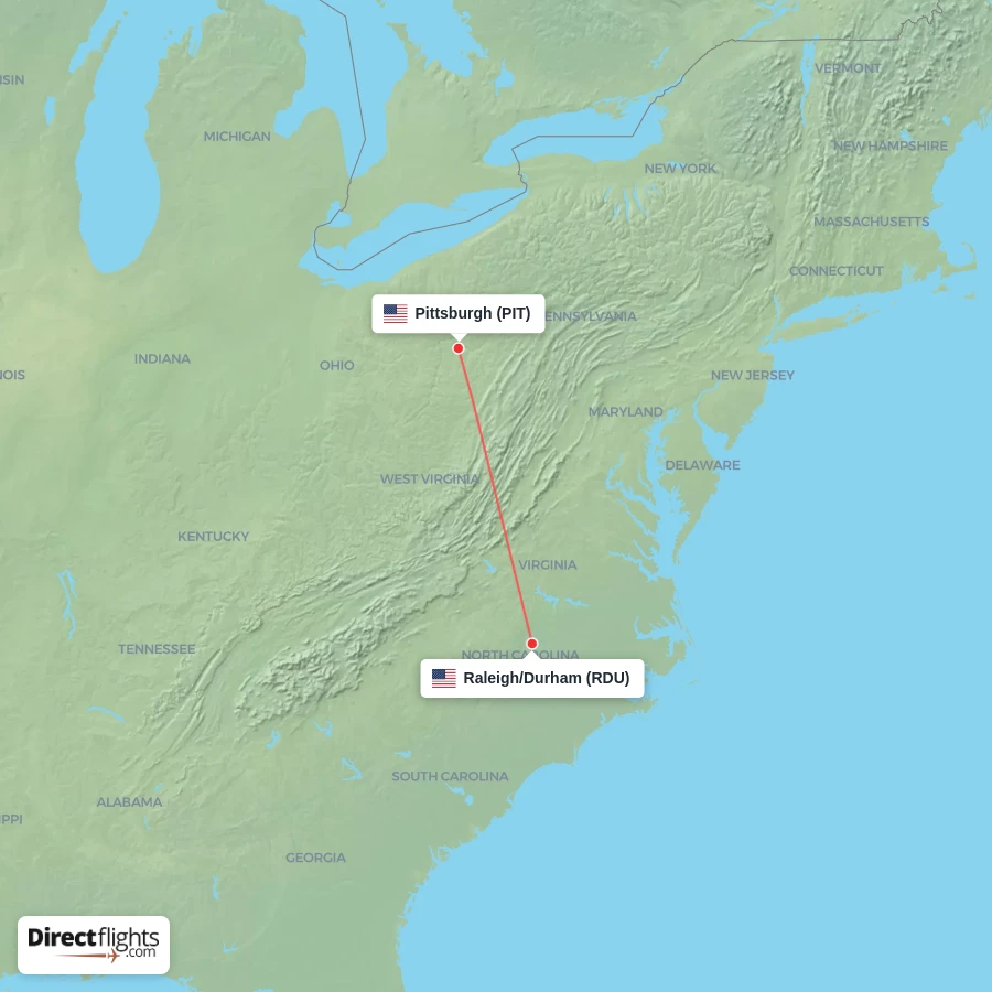 PIT - RDU route map
