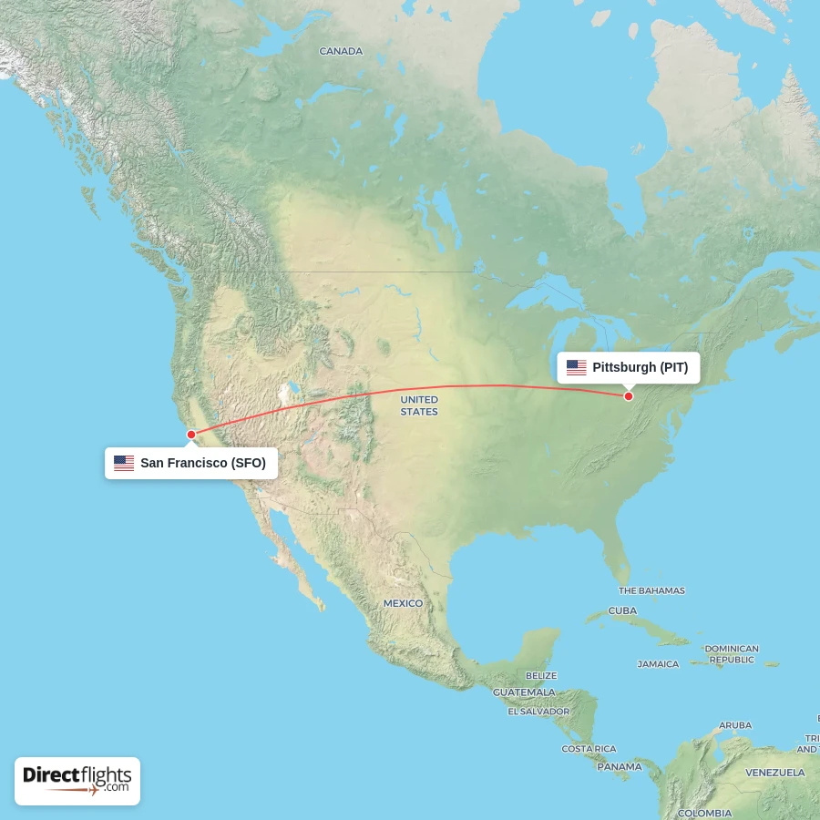 PIT - SFO route map