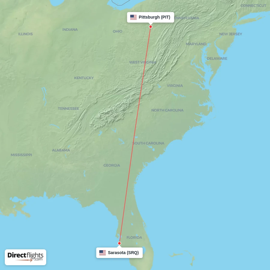 PIT - SRQ route map
