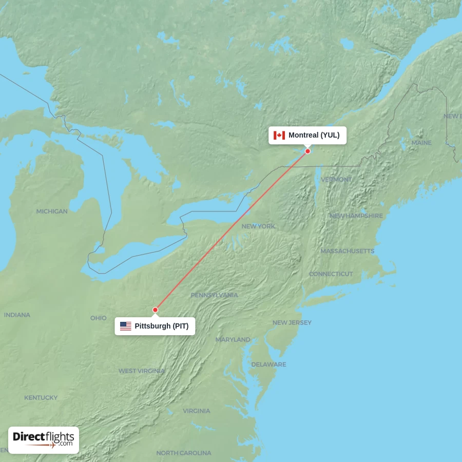 PIT - YUL route map