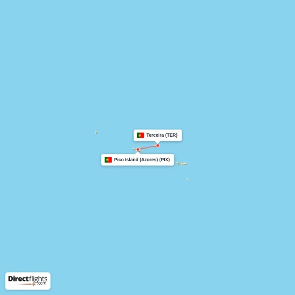 Pico Island (Azores) - Terceira direct flight map