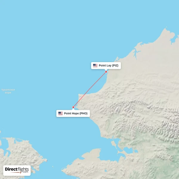 Point Lay - Point Hope direct flight map