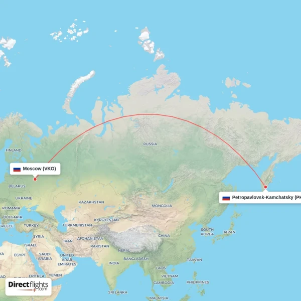 Petropavlovsk-Kamchatsky - Moscow direct flight map
