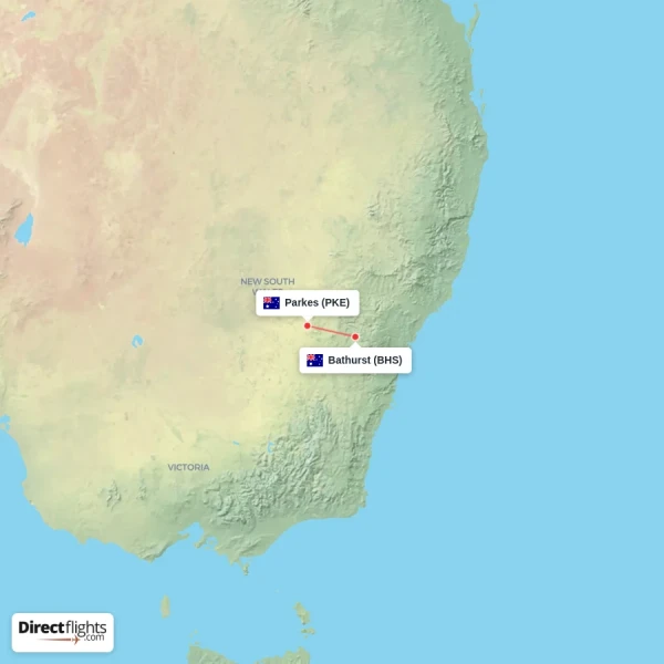 Parkes - Bathurst direct flight map