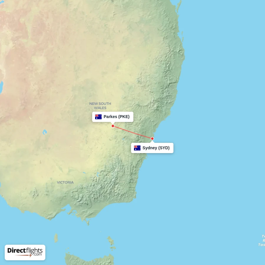 PKE - SYD route map