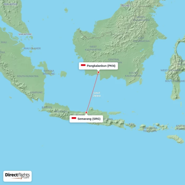 Pangkalanbun - Semarang direct flight map