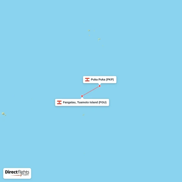 Puka Puka - Fangatau, Tuamoto Island direct flight map