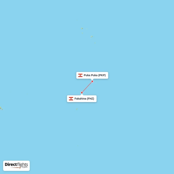 Puka Puka - Fakahina direct flight map