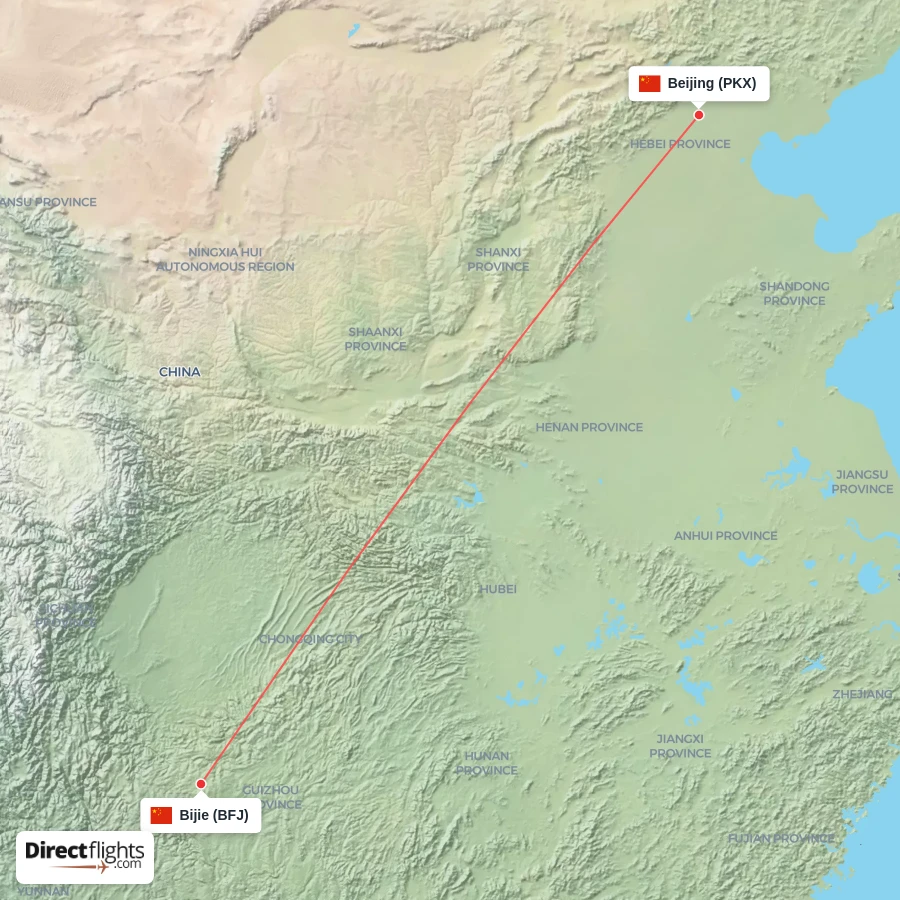 PKX - BFJ route map