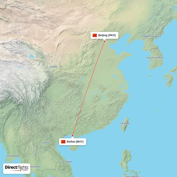 Beijing - Beihai direct flight map