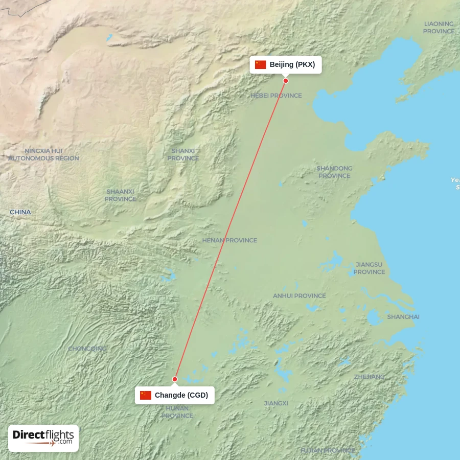 PKX - CGD route map