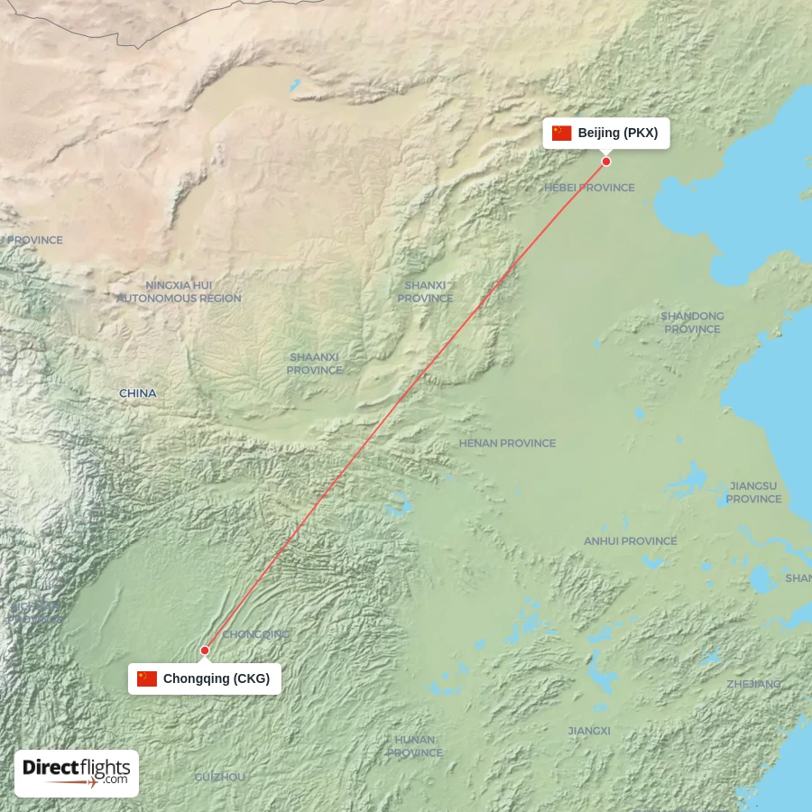 PKX - CKG route map
