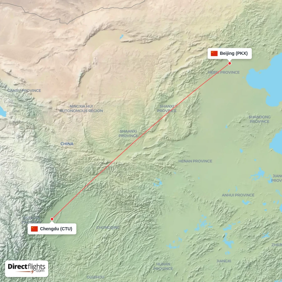 PKX - CTU route map