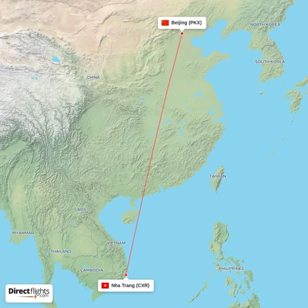 Beijing - Nha Trang direct flight map