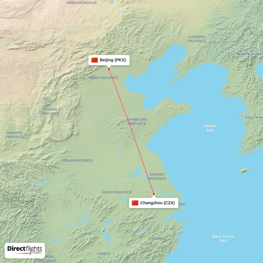 PKX - CZX route map