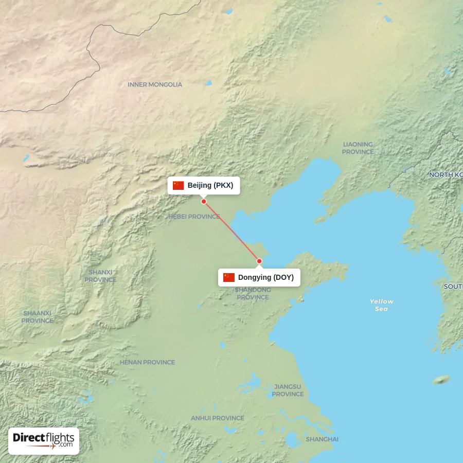 PKX - DOY route map
