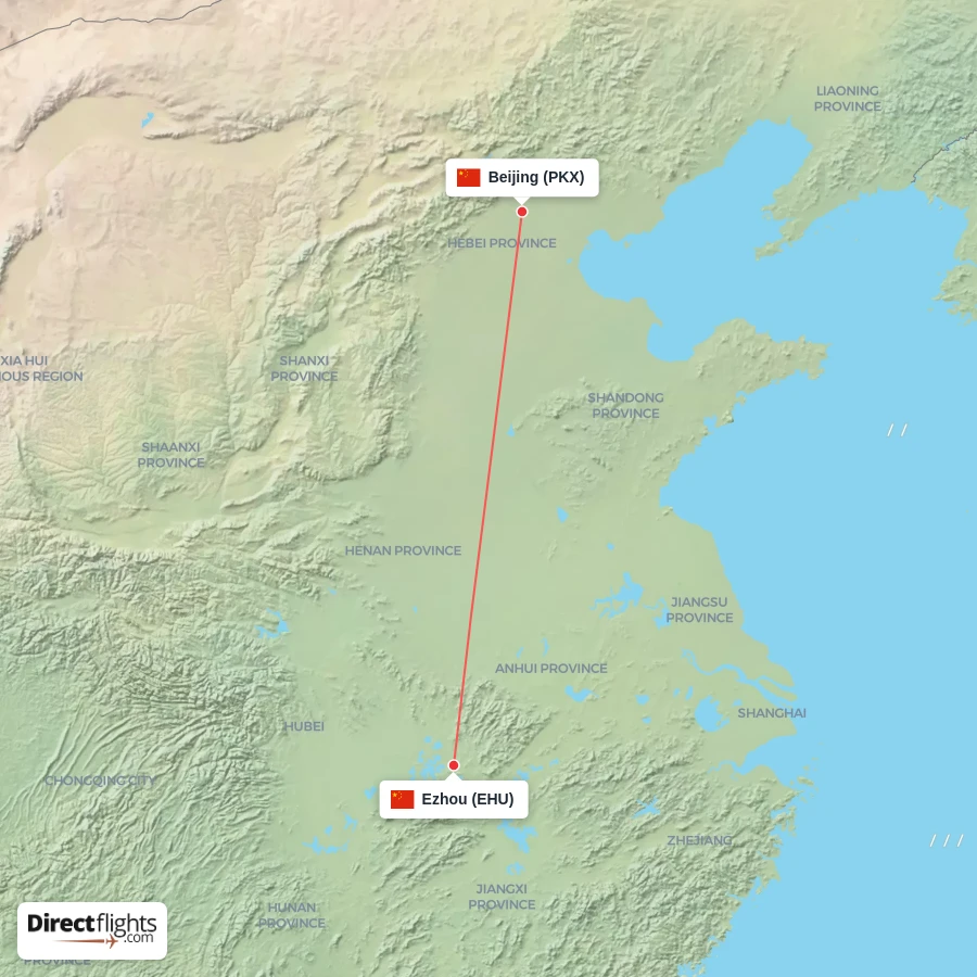 PKX - EHU route map