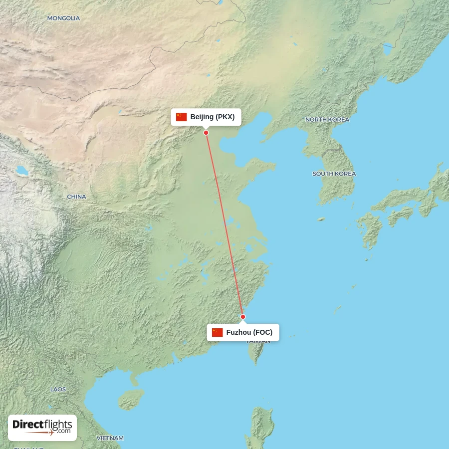 PKX - FOC route map
