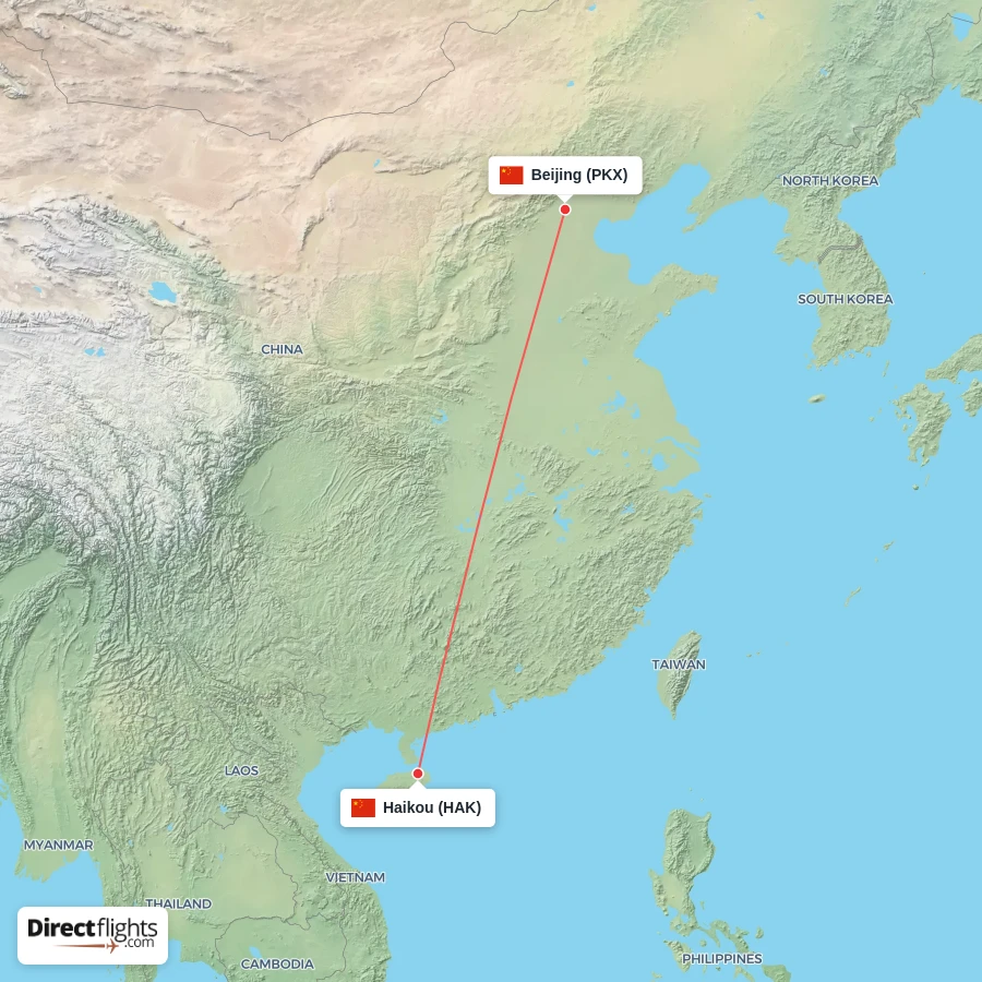 PKX - HAK route map