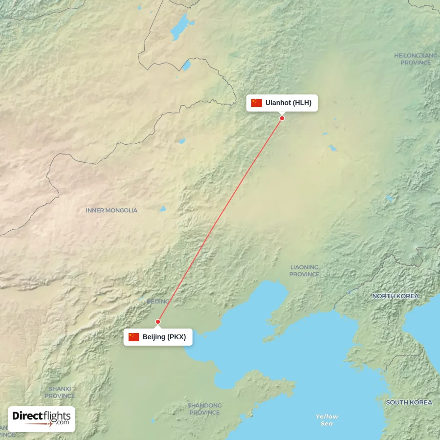 PKX - HLH route map