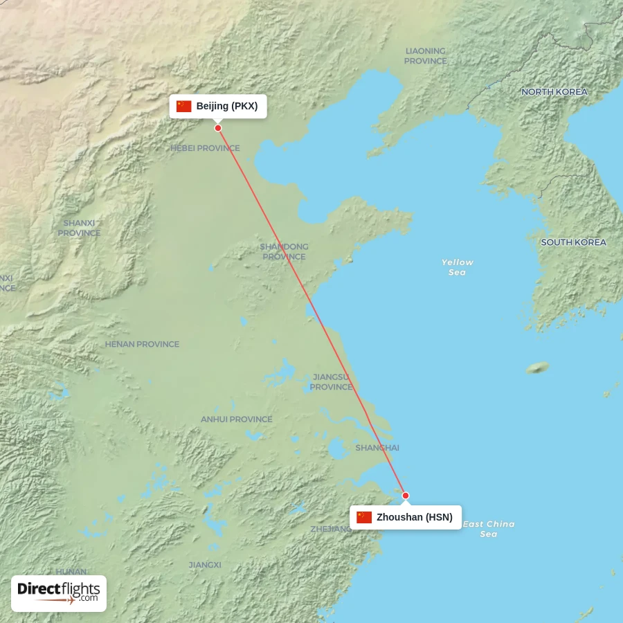 PKX - HSN route map