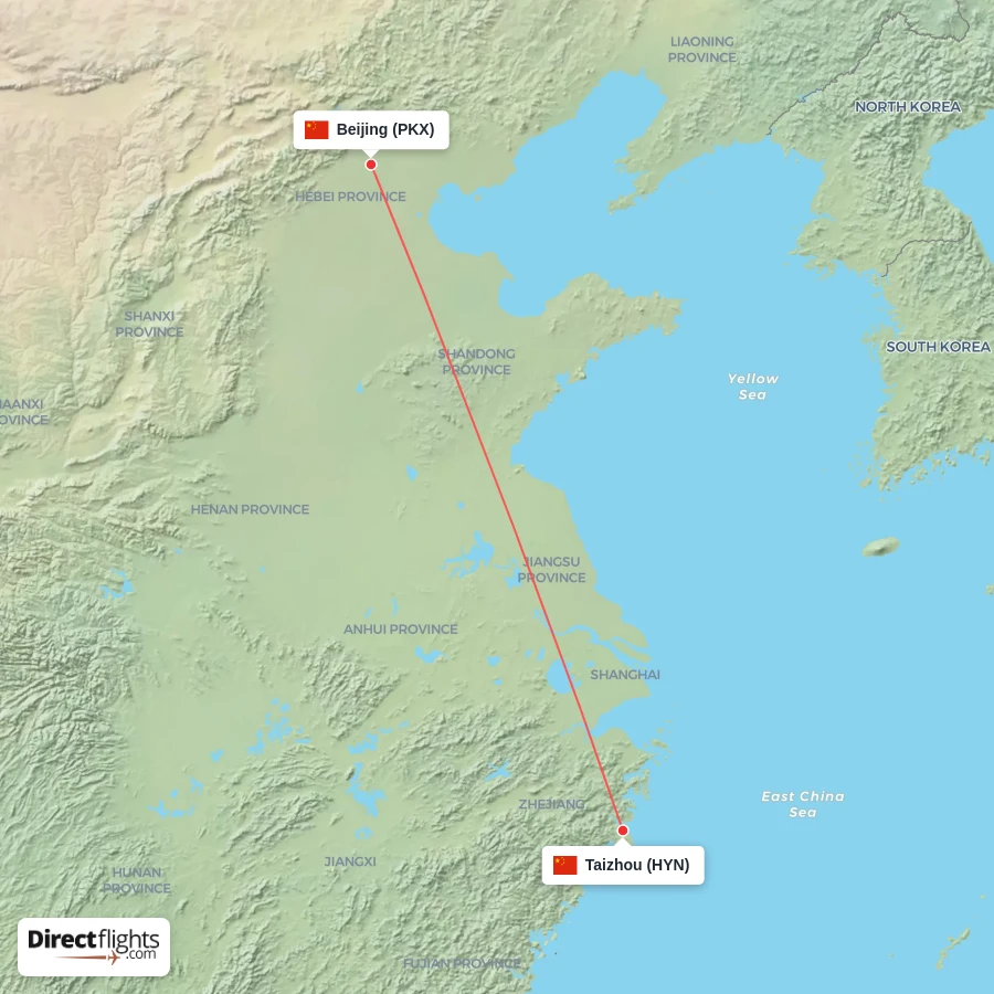 PKX - HYN route map