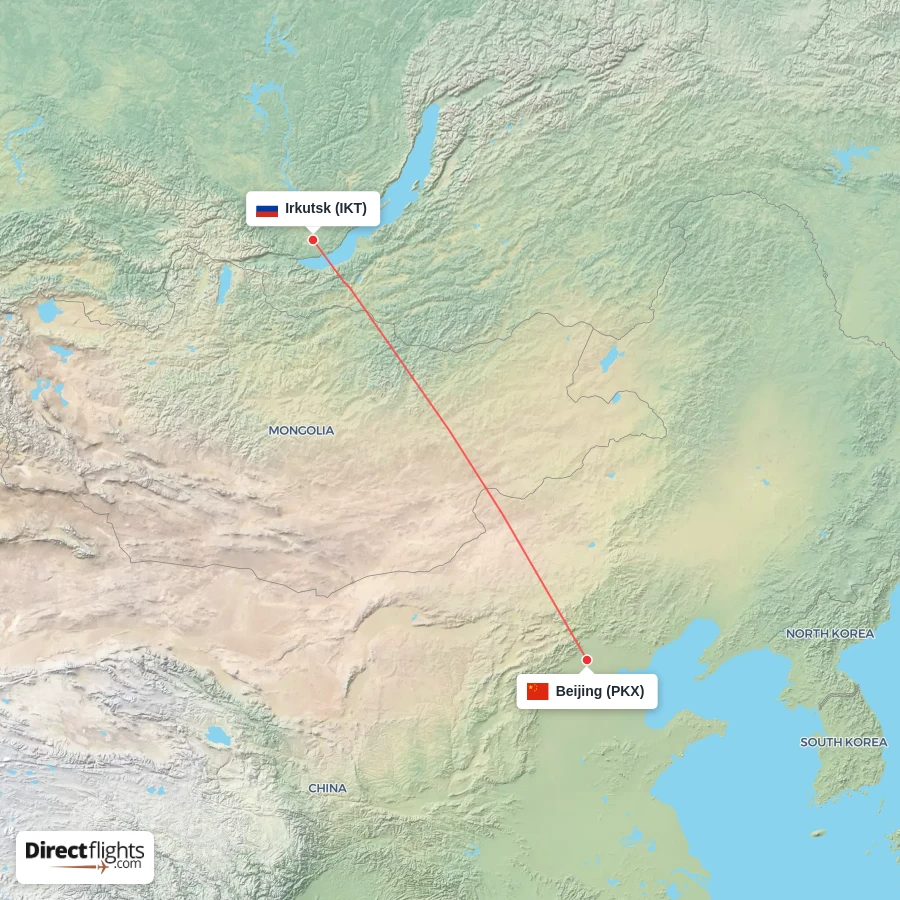 PKX - IKT route map