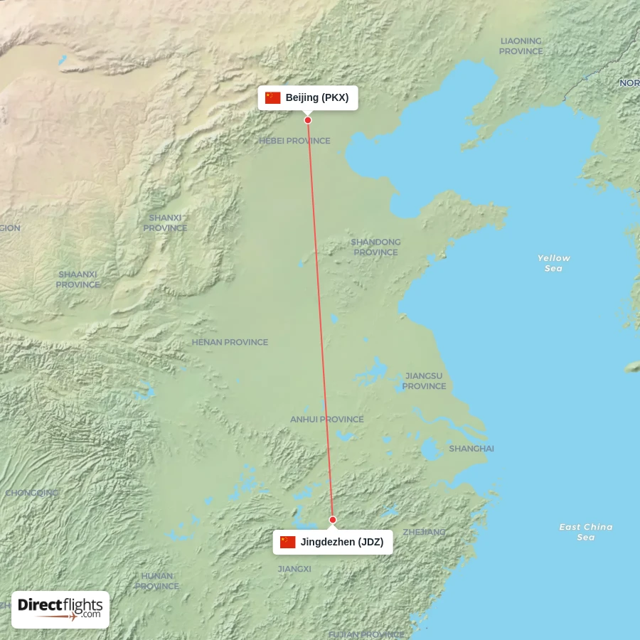 PKX - JDZ route map