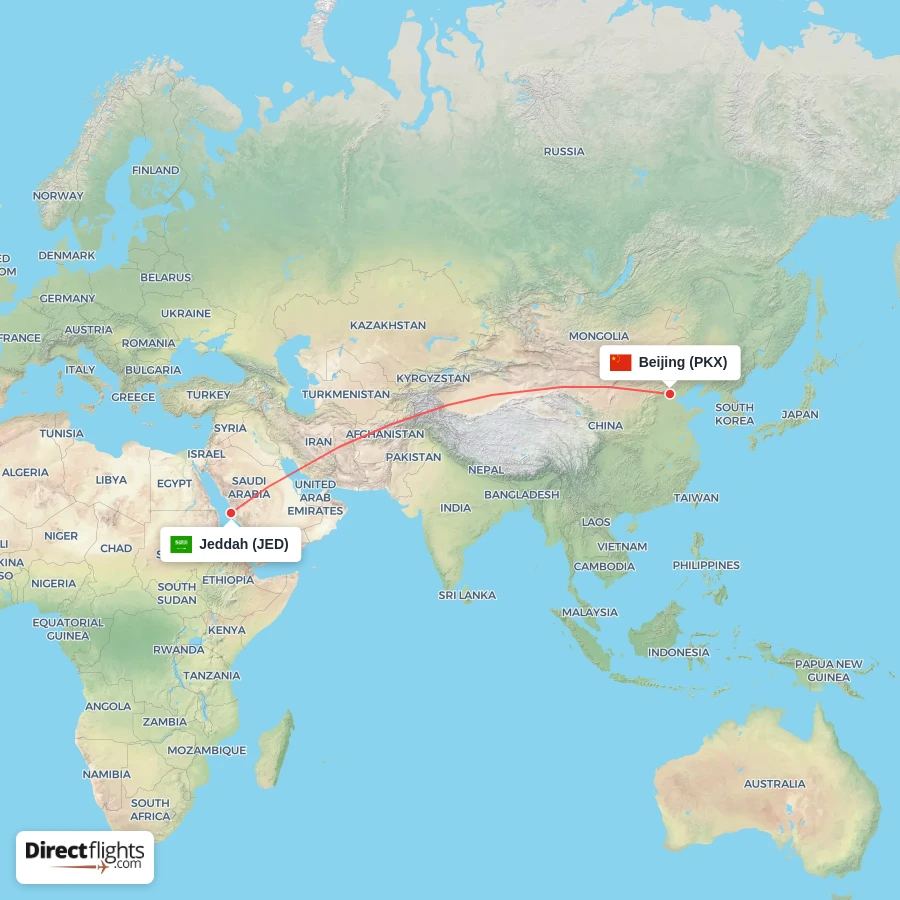 PKX - JED route map