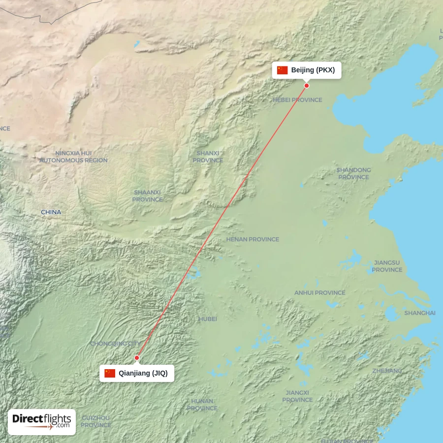 PKX - JIQ route map