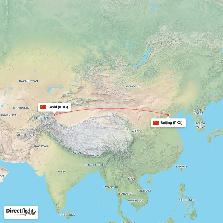 PKX - KHG route map