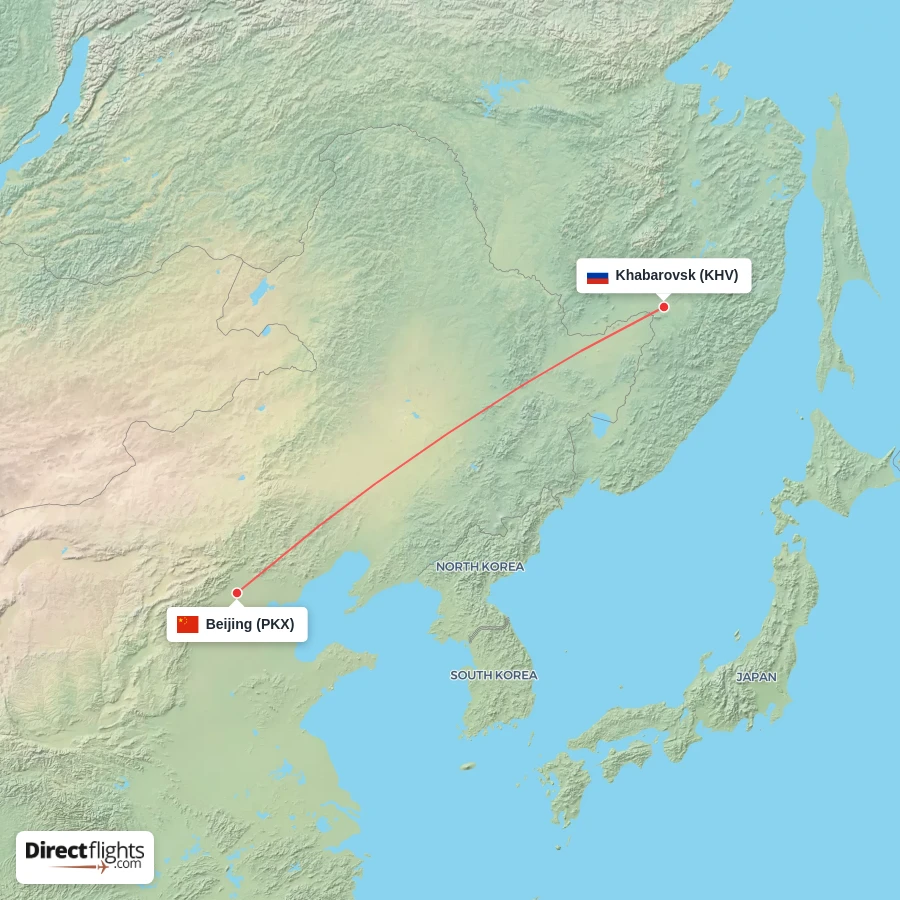 PKX - KHV route map