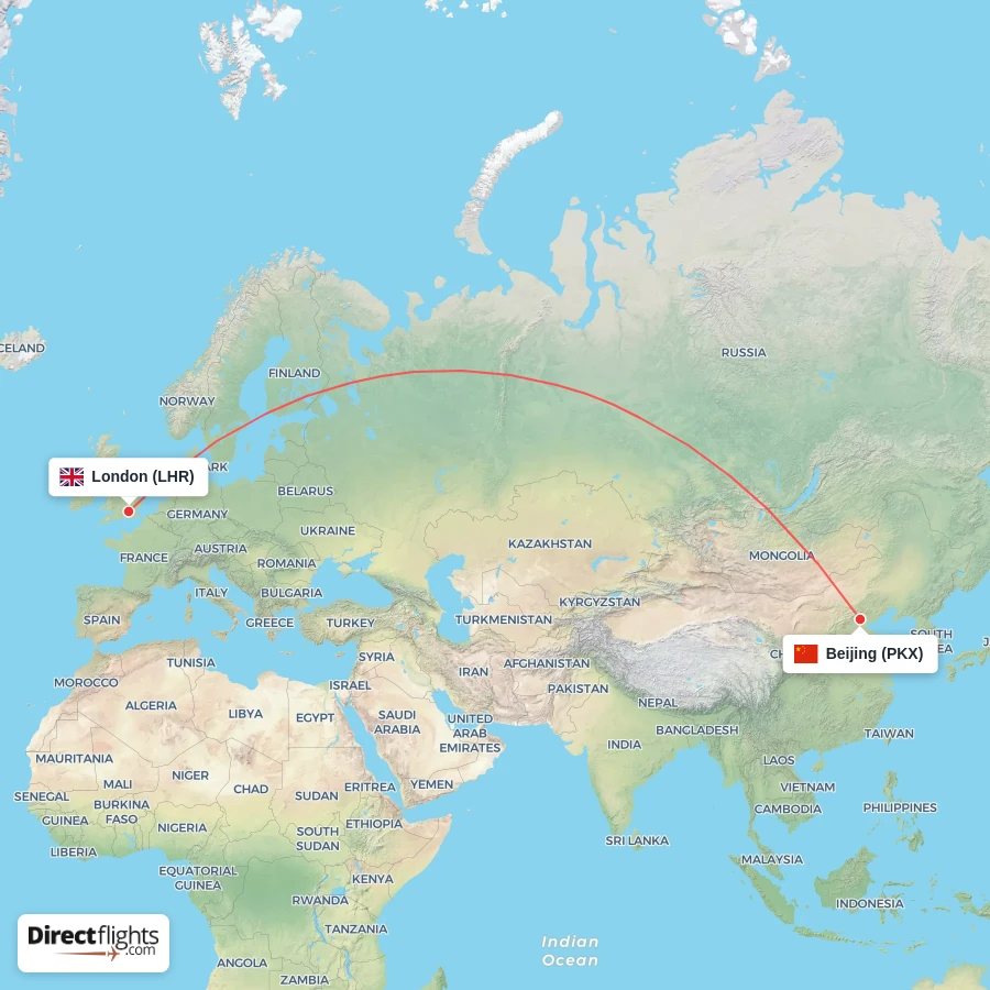 PKX - LHR route map