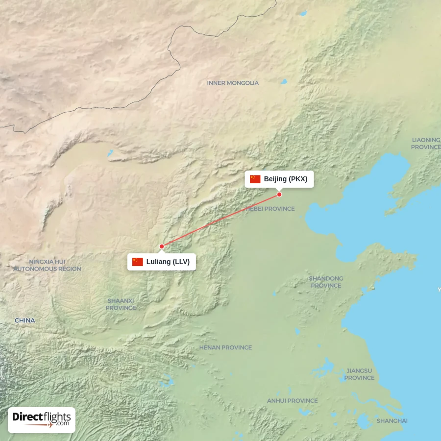 PKX - LLV route map