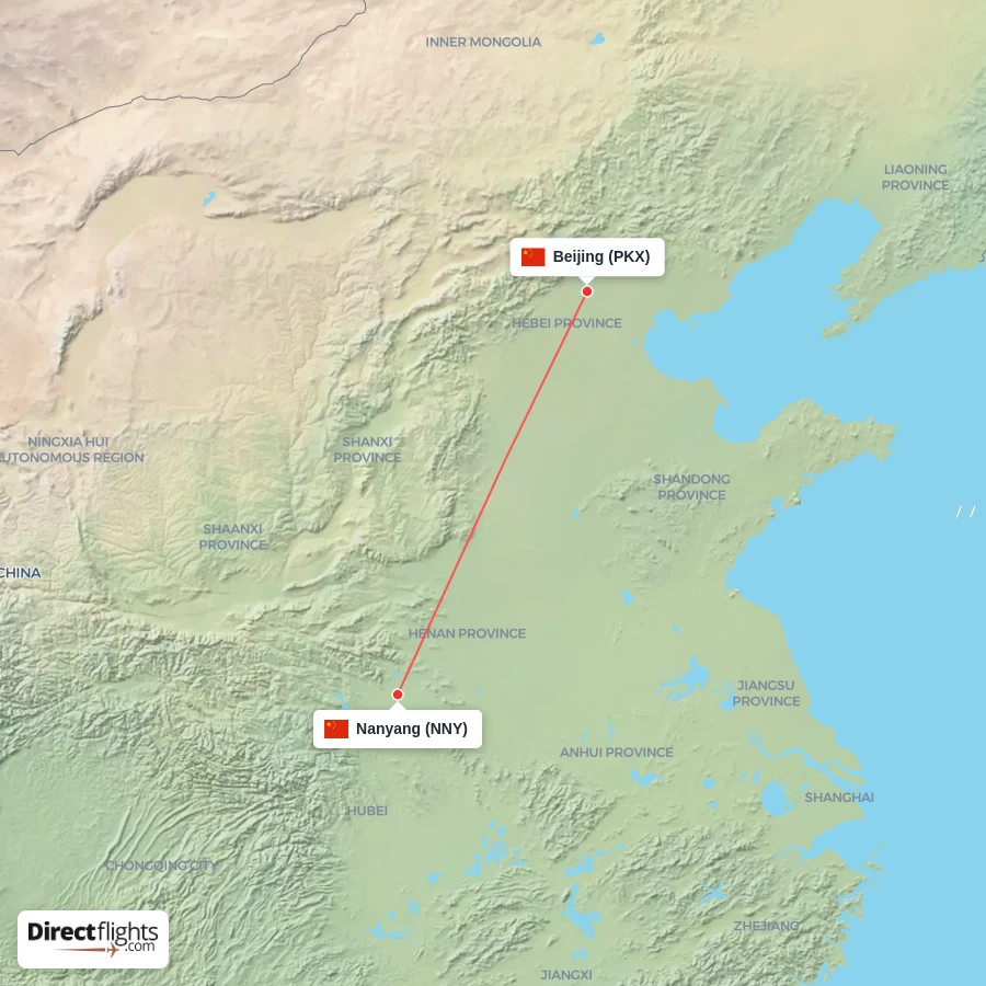 PKX - NNY route map