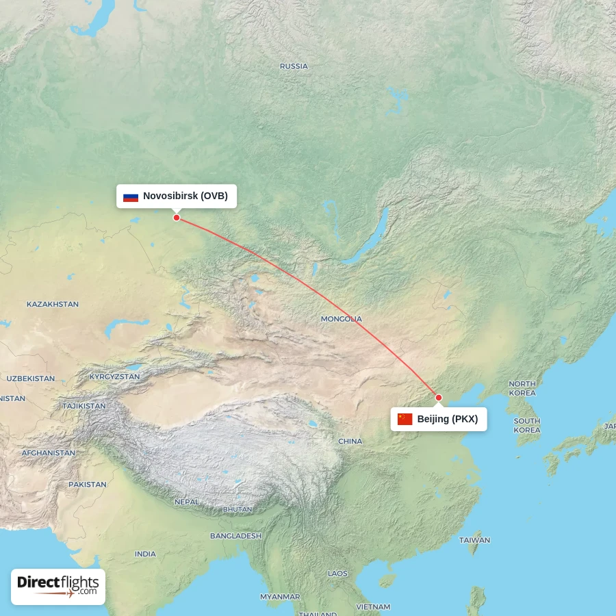 PKX - OVB route map