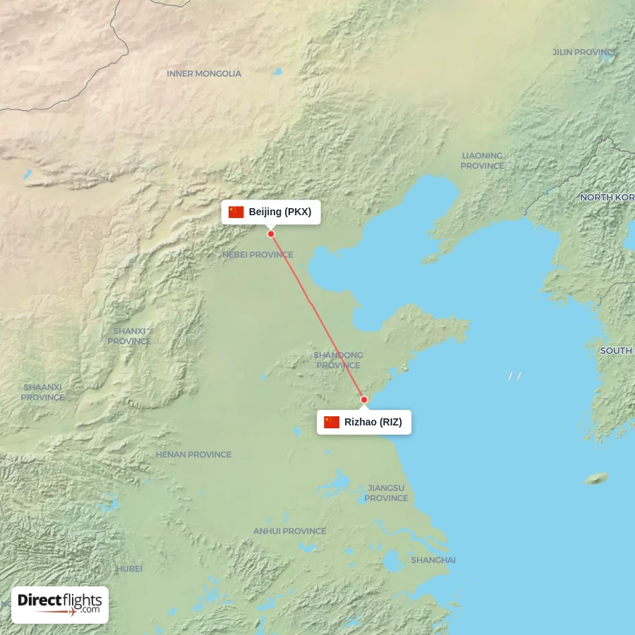 PKX - RIZ route map