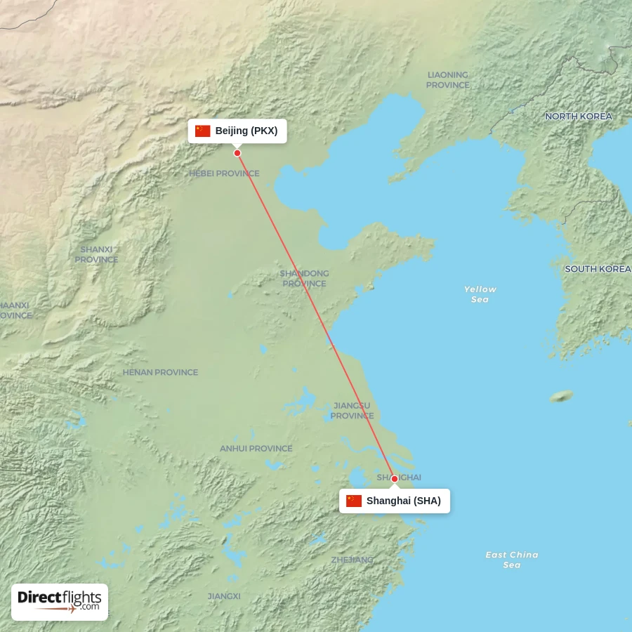 PKX - SHA route map