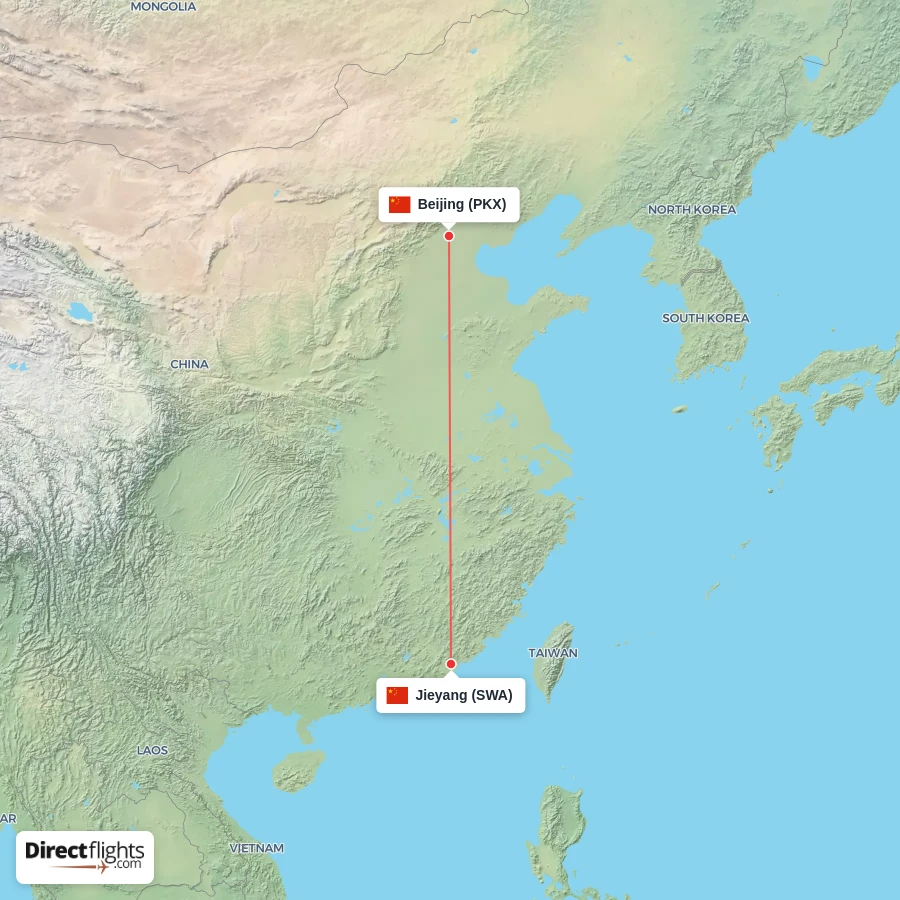 PKX - SWA route map