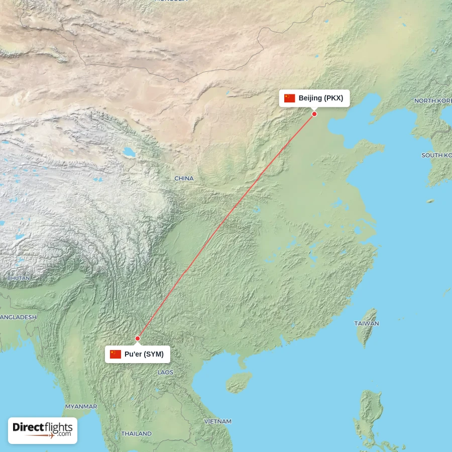 PKX - SYM route map