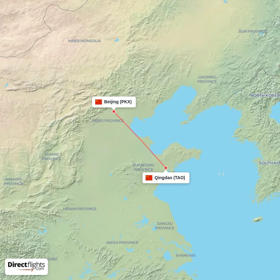 PKX - TAO route map