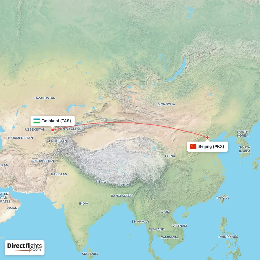 PKX - TAS route map