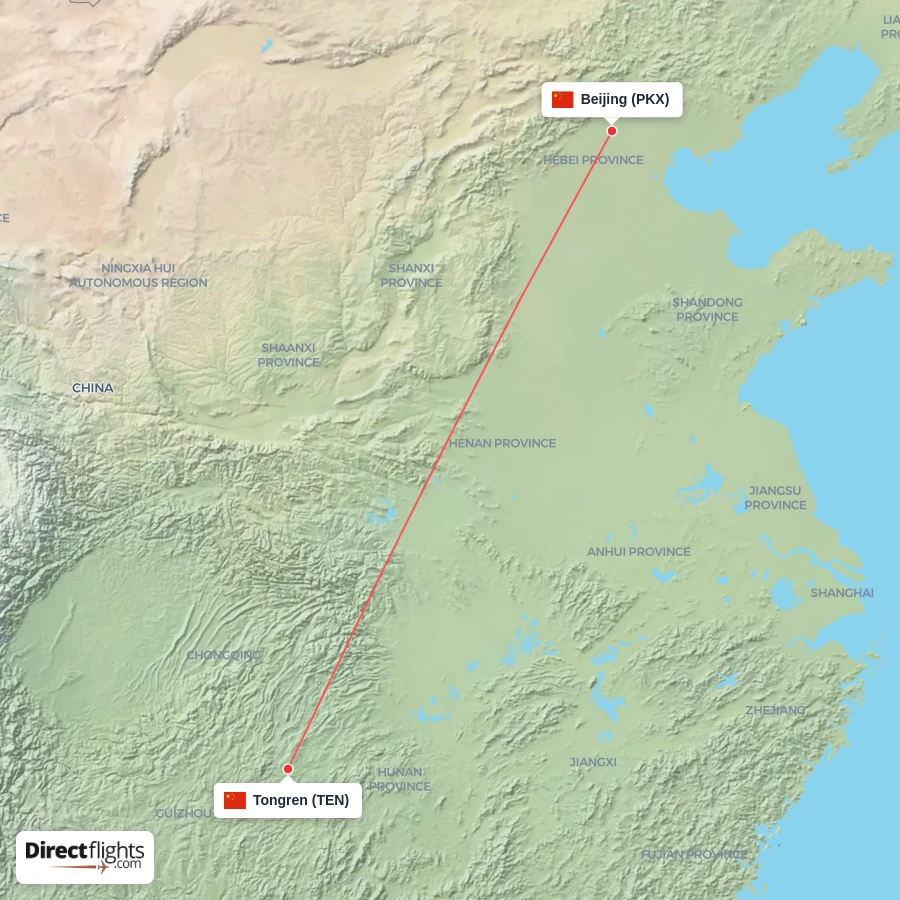 PKX - TEN route map