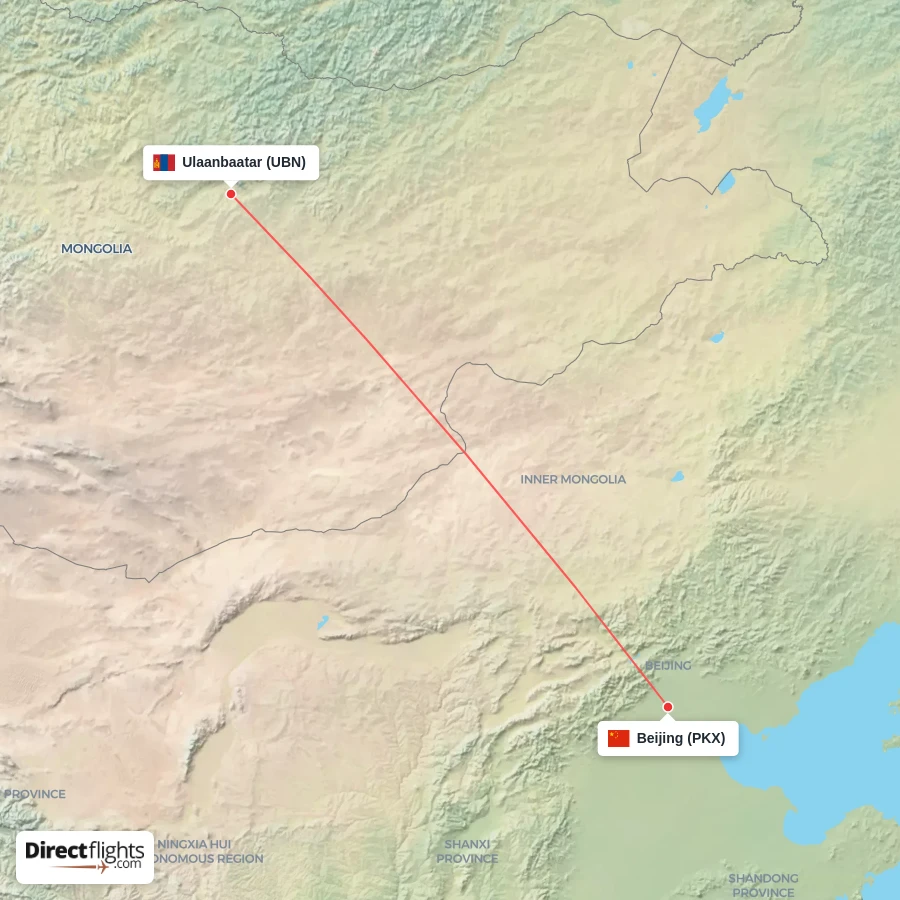 PKX - UBN route map