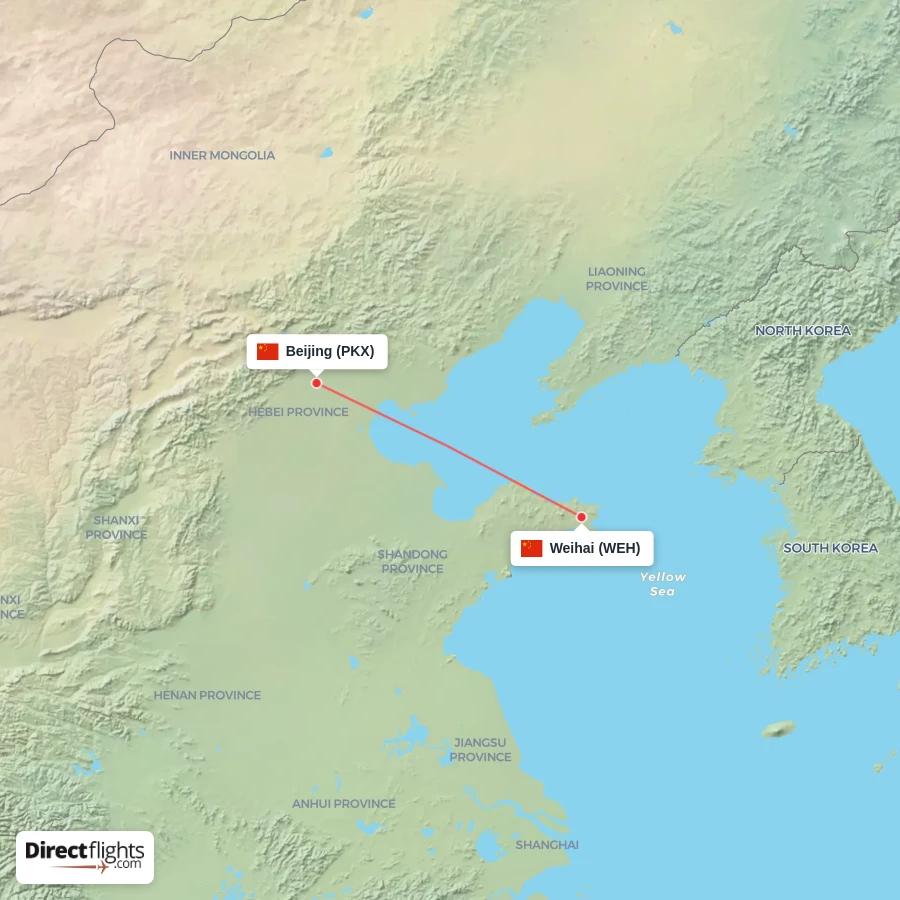 PKX - WEH route map