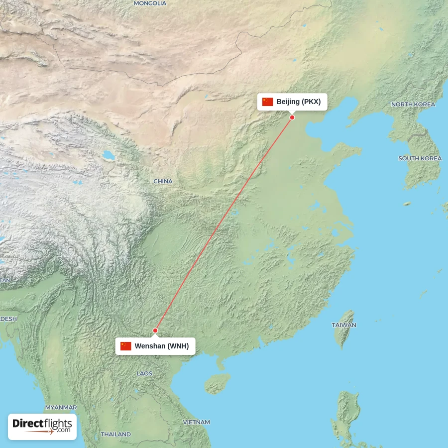 PKX - WNH route map