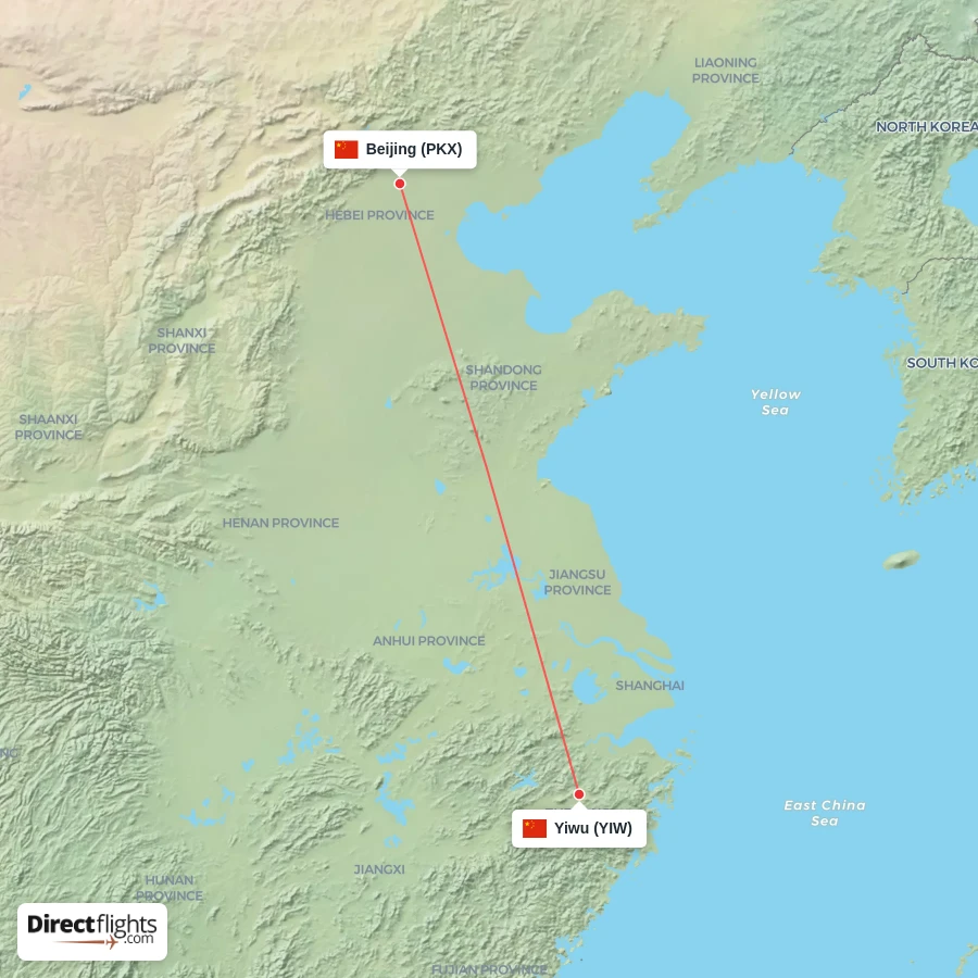 PKX - YIW route map